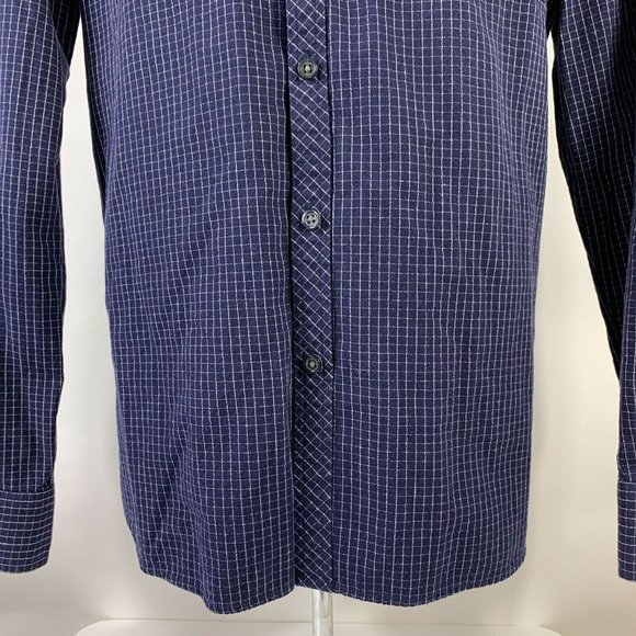 COPY - Kenneth Cole Button Down Shirt Mens Large Long Sleeve Blue Check Busines… - Picture 6 of 12